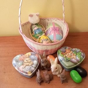 Vintage Easter Basket and Boxes Bundle
